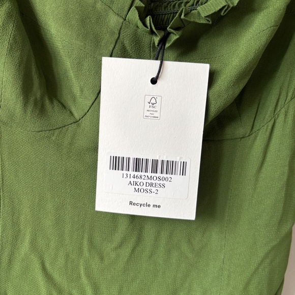 BRAND NEW Reformation Aiko Dress Green - Size 2 - Picture 7 of 11